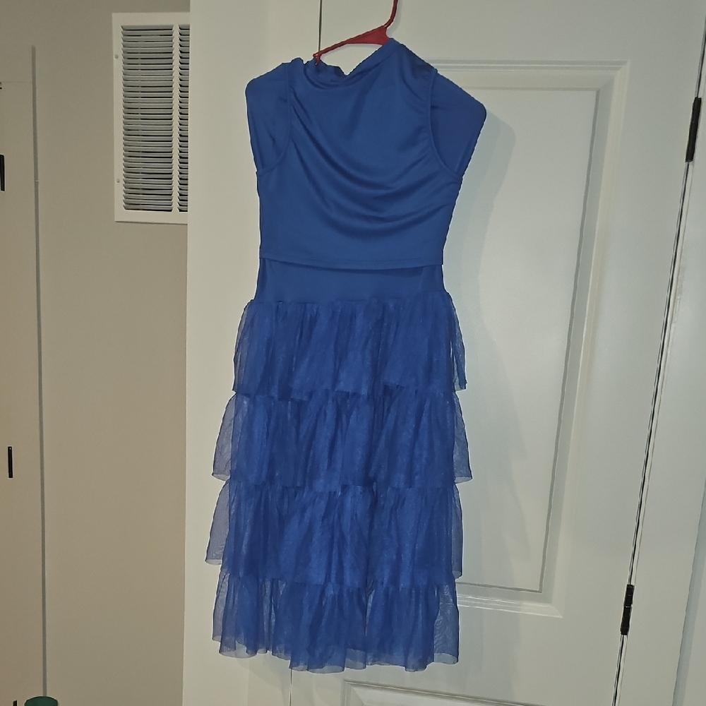 Elegant Blue Tiered Dress